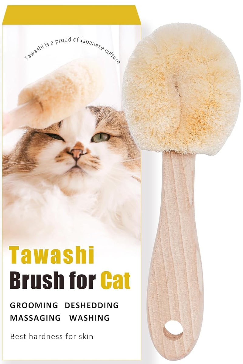 Wablade Relaxing Cat Grooming Massage Brush – Gentle Natural Tawashi Brush for Sensitive Cats, Stress-Free Daily Grooming, Not a Heavy Deshedding Tool, Made in Japan (Type-B) - Image 1